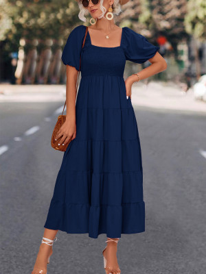 Spring/Summer Eaby Casual Puff Sleeve Dress With Belt