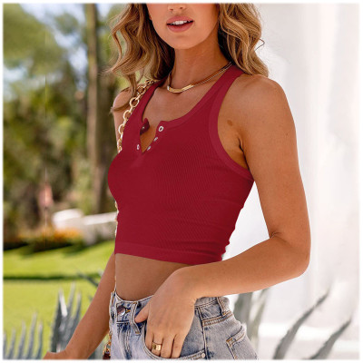 Spring Summer Women's Camisole Solid Color Sleeveless Crop Sexy Racerback Tank Top Women