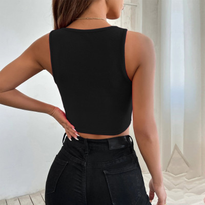 Women's Cropped Slim Waist Sport Casual Camisole Cup Tank Top