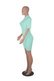 Spring Summer Solid Color Slim Fit Casual Sport Zip Short Sleeve Women'S Jumpsuit