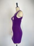 Women'S Color Block Sleeveless Tight Fitting Knitting Dress