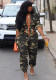 Women Fashion Camouflage Zipper Jumpsuit