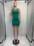 Women Fashion Printed Knitting Mini Dress