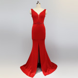 Ladies Summer Sexy V Neck Mermaid Evening Dress