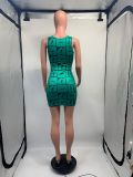 Women Fashion Printed Knitting Mini Dress