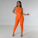 Women Summer Halter Neck Top and Trousers Two-Piece Set