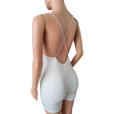 Women Sexy Backless solid Camisole Romper