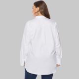 Spring Fall Women's Tops Simple Basic Plus Size Women's Long Sleeve Ladies Shirt