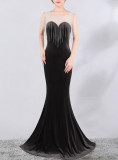 diamond chain velvet evening dress Formal Party long slim and elegant mermaid Prom Dress