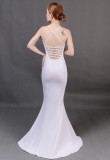 Sexy Straps slit See-Through Mesh Patchwork mermaid formal evening dress