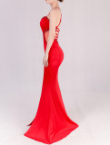 Sexy Straps slit See-Through Mesh Patchwork mermaid formal evening dress