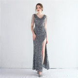 Plus Size Women Plus Size Sequins Formal Party Maxi Evening Dress