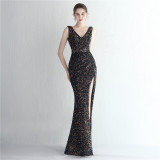 Plus Size Women Plus Size Sequins Formal Party Maxi Evening Dress