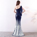 Women Gradient Sequins Formal Party Maxi Mermaid Evening Dress