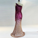 Women Gradient Sequins Formal Party Maxi Mermaid Evening Dress