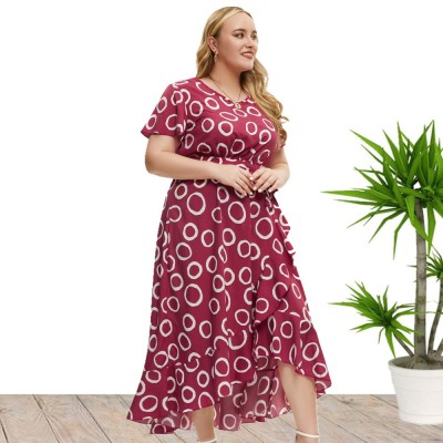 Plus Size Women's Summer Short Sleeve Maxi Dress