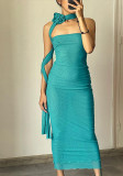 Women's Spring Mesh Rose Streamer Strapless Sexy Party Elegant Dress