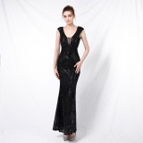 Sequin Fishtail Long Dress Elegant Formal Party Evening Dress