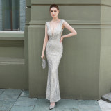 Sequin Fishtail Long Dress Elegant Formal Party Evening Dress