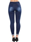 Women'S Spring Street Jeans Slim Butt Lift Small Foot Ripped Denim Pants