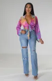 Fashion Spring Casual Print Long Sleeve Two-Piece Women'S Skirt Set