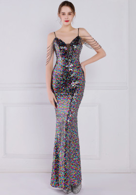 Long Sequins Plus Size Beauty Formal Party Evening Dress