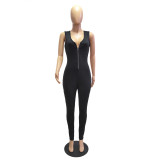 Women'S Nightclub Sexy Zipper Solid Sleeveless Jumpsuit