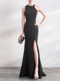 Women Elegant Halter Neck Slim Formal Party Maxi Mermaid Evening Dress