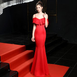 Women Elegant Off Shoulder Slim Formal Party Maxi Mermaid Evening Dress