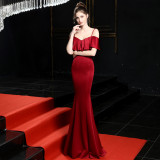 Women Elegant Off Shoulder Slim Formal Party Maxi Mermaid Evening Dress