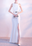 Women Elegant Halter Neck Slim Formal Party Maxi Mermaid Evening Dress