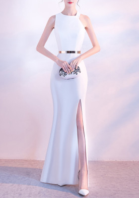 Women Elegant Halter Neck Slim Formal Party Maxi Mermaid Evening Dress