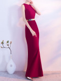 Women Elegant Halter Neck Slim Formal Party Maxi Mermaid Evening Dress