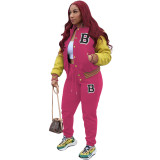 Women Letter Baseball Jacket and Pant Two-Piece Set