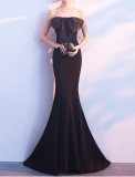 Evening Dress Sexy Formal Party Host Strapless Fishtail Slim Fit Short Dress