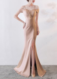 Long length body-fitting bridesmaid evening dress evening party Formal Party host performance annual meeting dress