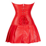 Women's Leather Hollow Corset One-Piece Palace Corset Three-Piece