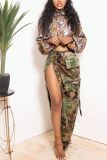 Women'S Fashion Camouflage Pocket Slit Skirt