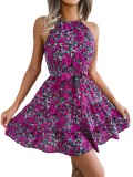 Spring/Summer Casual Lace-Up Floral Dress with Ruffles and Swings Women's Clothing