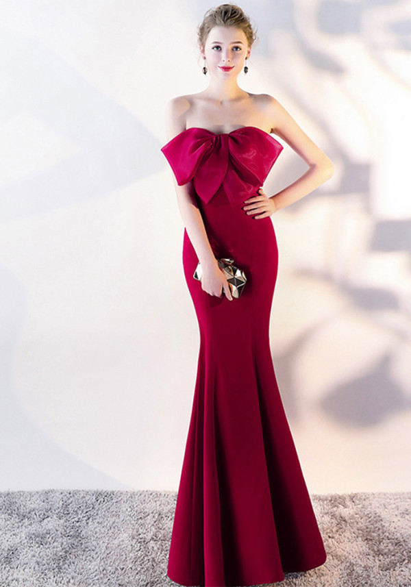 Evening Dress Sexy Formal Party Host Strapless Fishtail Slim Fit Short Dress