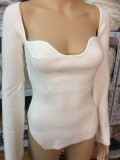 Spring and Autumn Sexy Elastic Strapless Scheming Basic Knitting Shirt Sweater