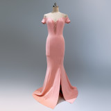 Long length body-fitting bridesmaid evening dress evening party Formal Party host performance annual meeting dress
