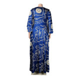 Printed Slim Mid Waist Loose Maxi Dress Clubwear