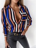 Women Shirt Regular Digital Printing Blouse Spring Autumn Chic Long Sleeve Shirt
