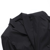 Turndown Collar Shoulder Pad Long Sleeve Blazer Women Spring Women's One Button Jacket