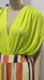 Women's Spring Summer Solid Bat Sleeves Top Print Wide Leg Pants Two-Piece Set