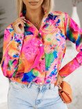 Career Women Blouse Spring And Autumn Long Sleeve Chic Elegant Digital Printing Shirt
