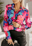 Career Women Blouse Women's Flower Printing Spring And Autumn Long-Sleeved Elegant Chic Shirt