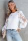 Round Neck Cotton Lace Patchwork Chic Career Long Sleeve Top