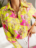 Career Women Blouse Spring And Autumn Long Sleeve Chic Elegant Digital Printing Shirt